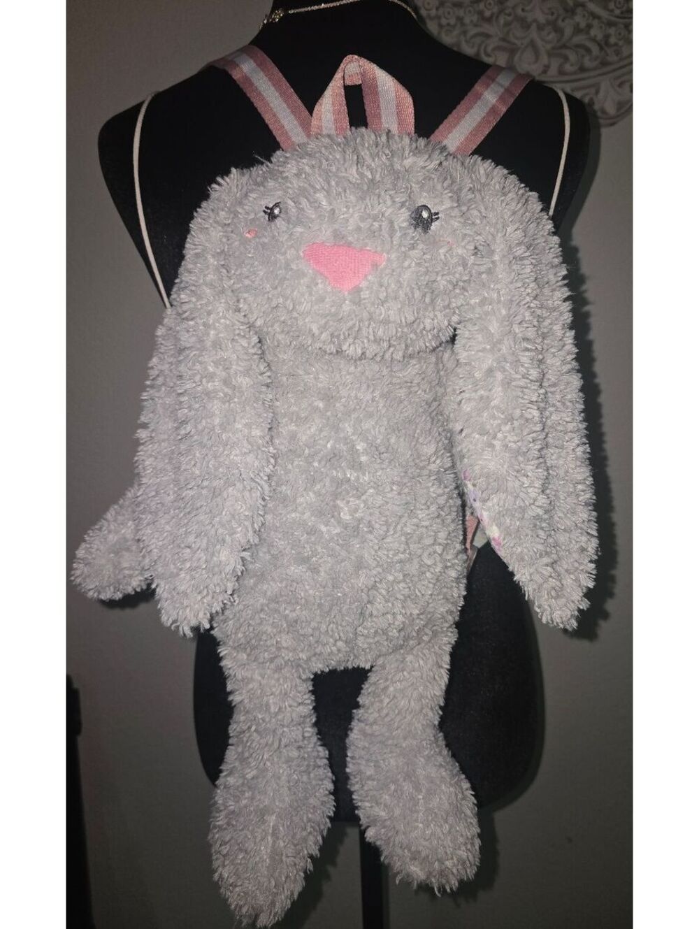 Carried Away Plush Bunny Backpack with Floral Lining